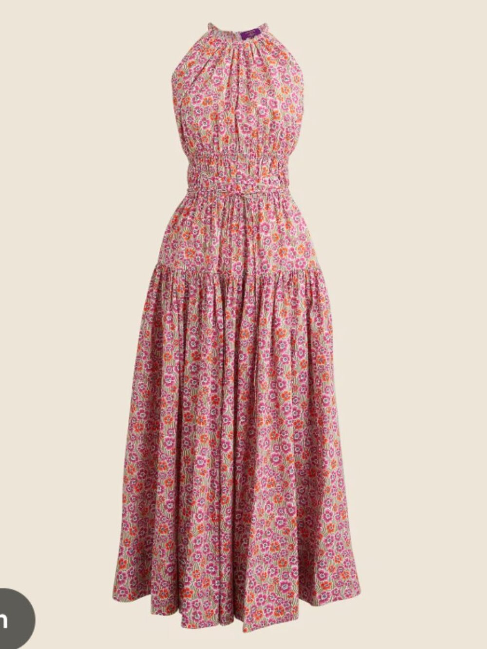 J. Crew Pink Floral Halter Maxi Dress